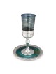 Handmade Dark Blue Glass and Sterling Silver-Plated Kiddush Cup
