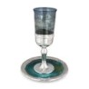 Handmade Dark Blue Glass and Sterling Silver-Plated Kiddush Cup