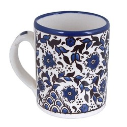 Blue and White Coffee Mug - Flowers & Branches. Armenian Ceramic