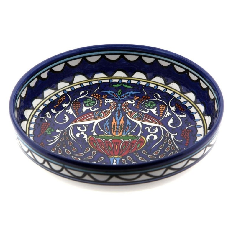 Peacocks Bowl. Flower and Grapevines. Armenian Ceramic