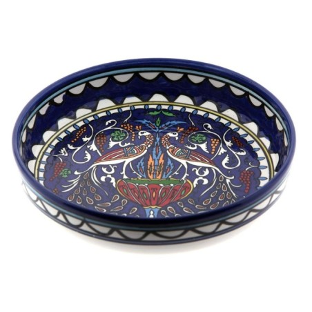 Peacocks Bowl. Flower and Grapevines. Armenian Ceramic