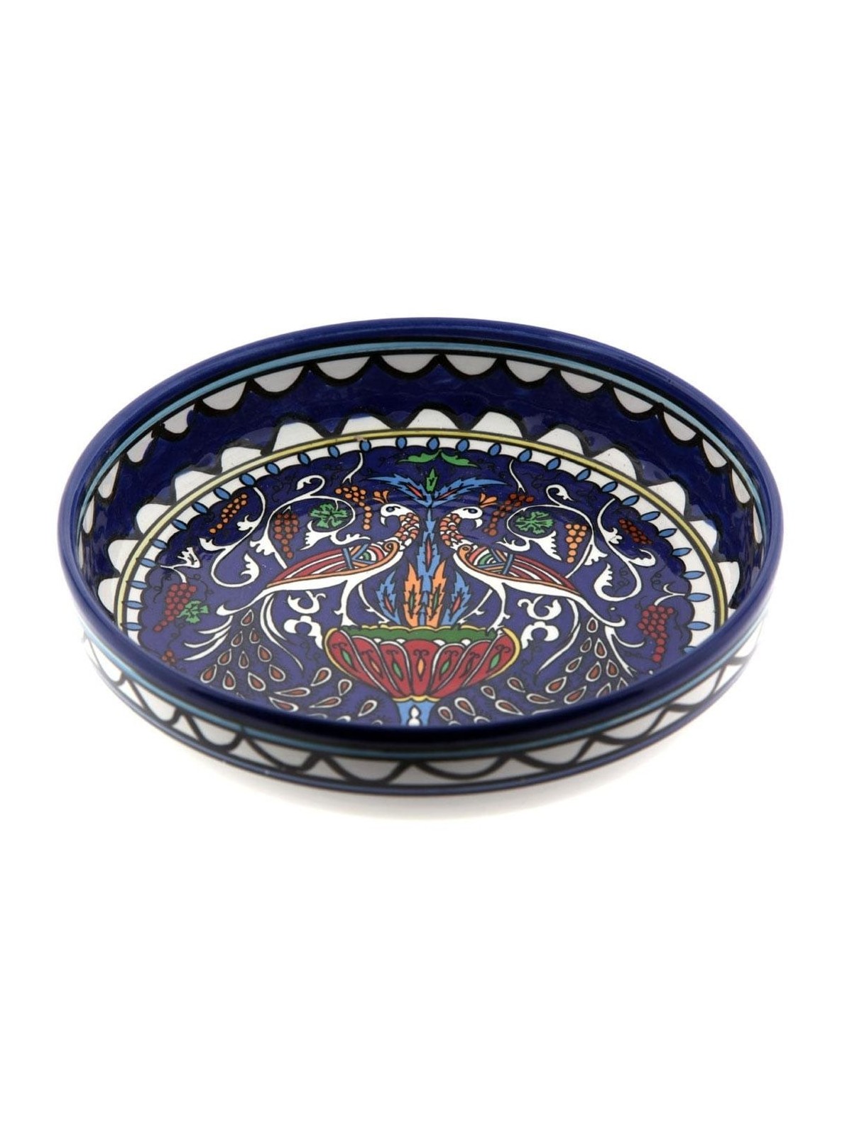 Peacocks Bowl. Flower and Grapevines. Armenian Ceramic