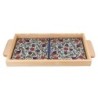 Armenian Ceramic & Wooden Tray. Colorful Pretty Flowers
