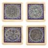 Set of 4 Assorted Flowers Coasters. Armenian Ceramic
