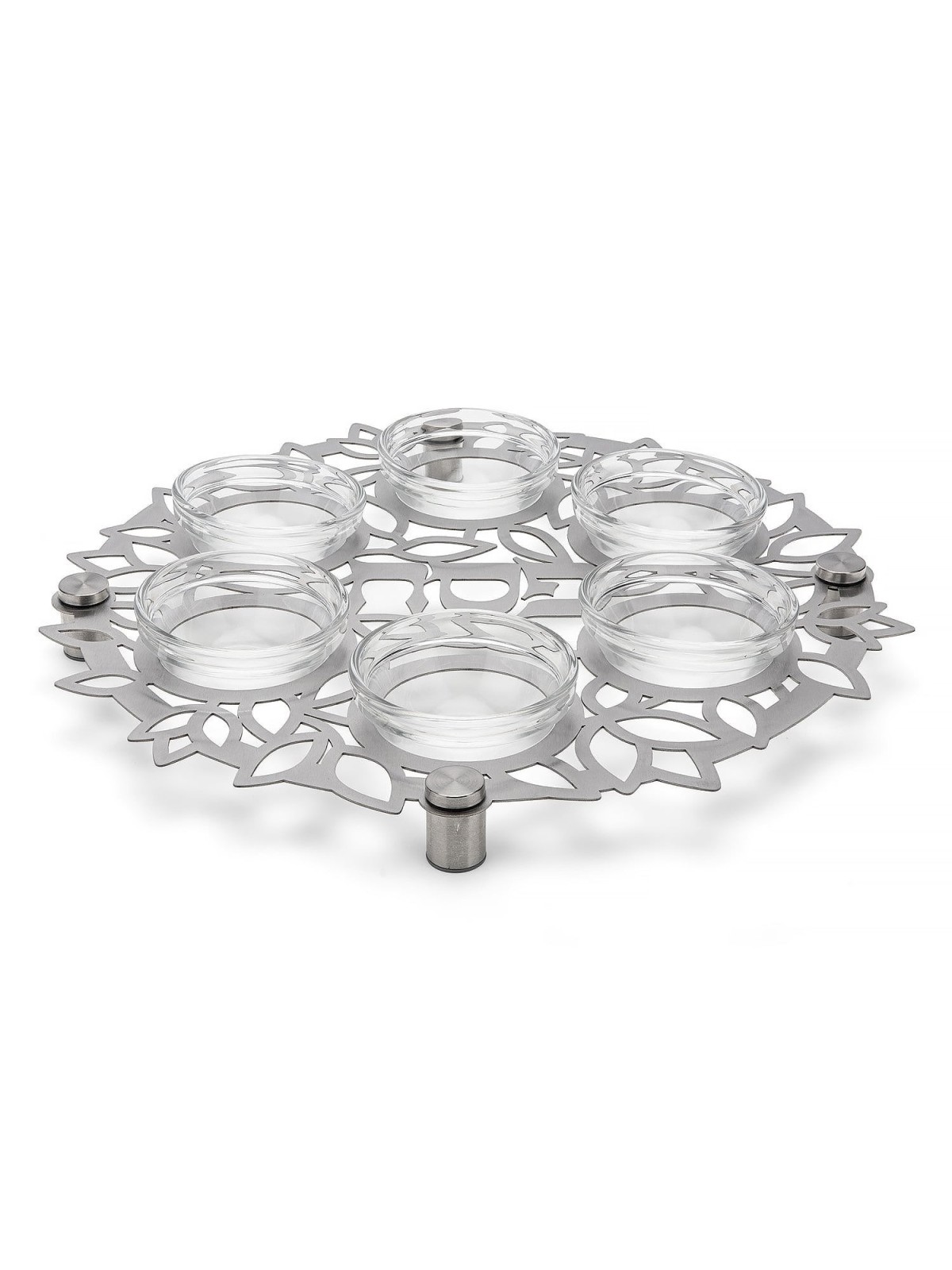 Elegant Seder Plate With Petal Cut Out By Dorit Judaica