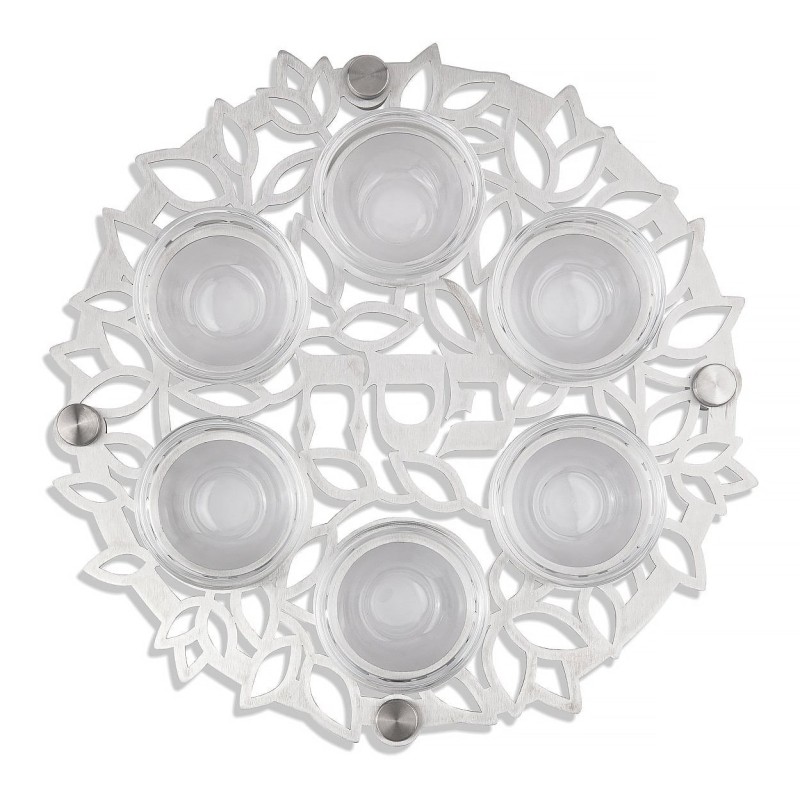 Elegant Seder Plate With Petal Cut Out By Dorit Judaica