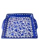 Armenian Ceramic Matzah Plate - Blue and White Floral