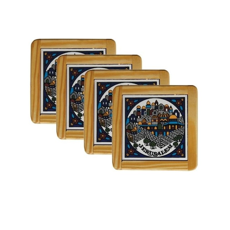 Set of 4 Jerusalem Coasters. Armenian Ceramic