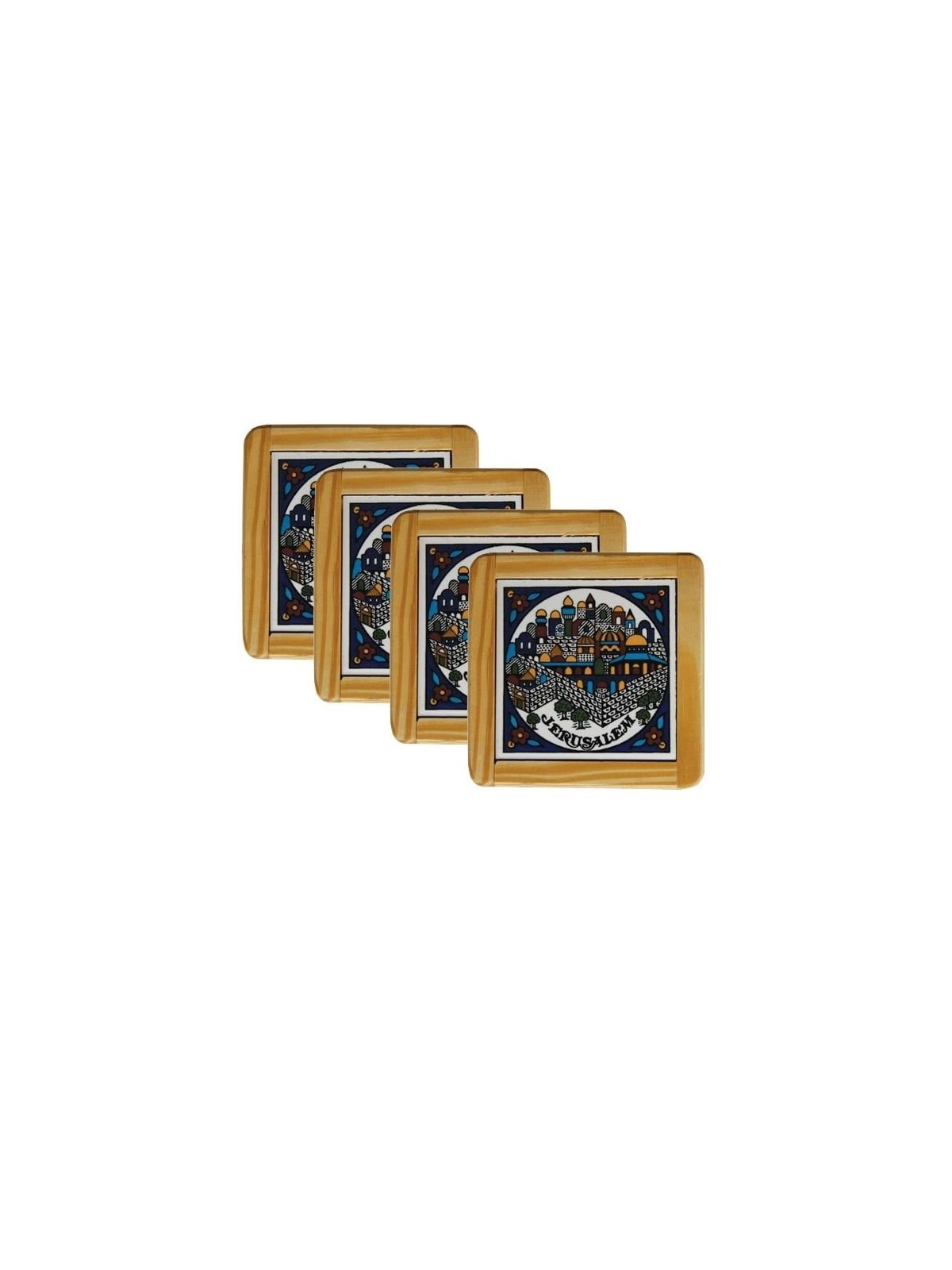 Set of 4 Jerusalem Coasters. Armenian Ceramic