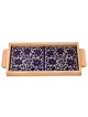 Armenian Ceramic & Wooden Tray - Blue Flowers