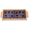 Armenian Ceramic & Wooden Tray - Blue Flowers