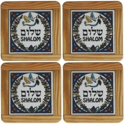 Set of 4 Shalom Coasters. Armenian Ceramic