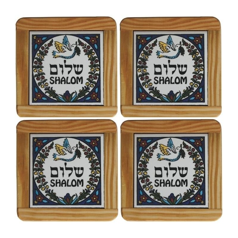 Set of 4 Shalom Coasters. Armenian Ceramic