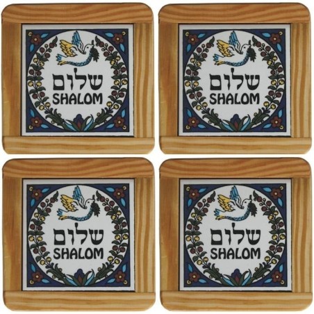 Set of 4 Shalom Coasters. Armenian Ceramic
