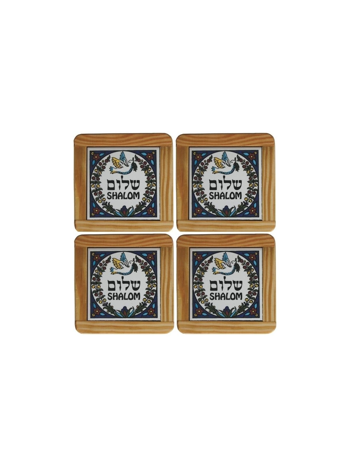 Set of 4 Shalom Coasters. Armenian Ceramic