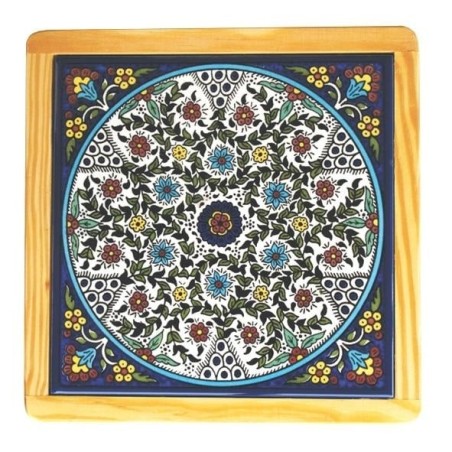 Flowers Trivet - Circle in Square (Medium). Armenian Ceramic