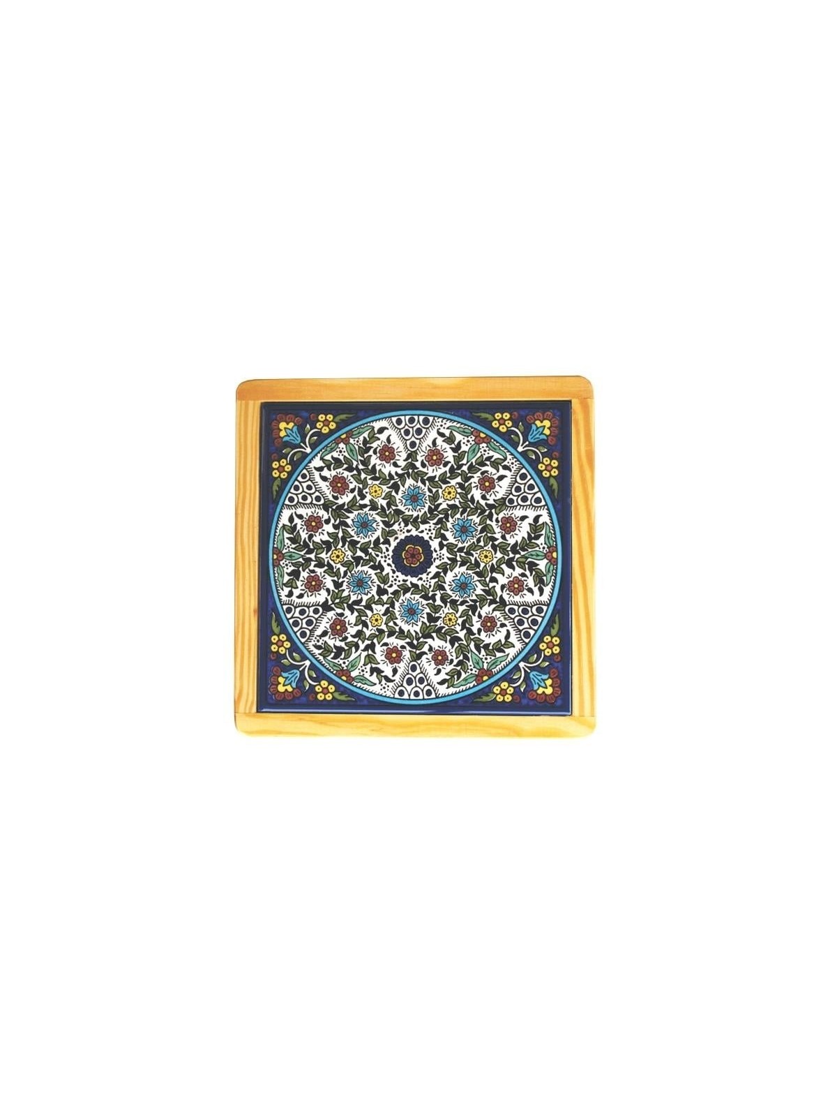 Flowers Trivet - Circle in Square (Medium). Armenian Ceramic