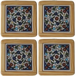 Set of 4 Flowers Coasters. Armenian Ceramic