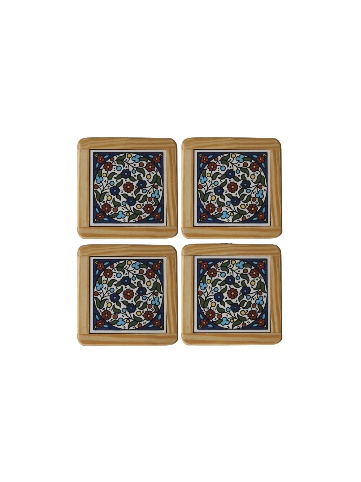 Set of 4 Flowers Coasters. Armenian Ceramic