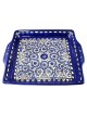 Serving Matzah Tray - Blue and White Floral Circles. Armenian Ceramic