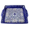 Serving Matzah Tray - Blue and White Floral Circles. Armenian Ceramic
