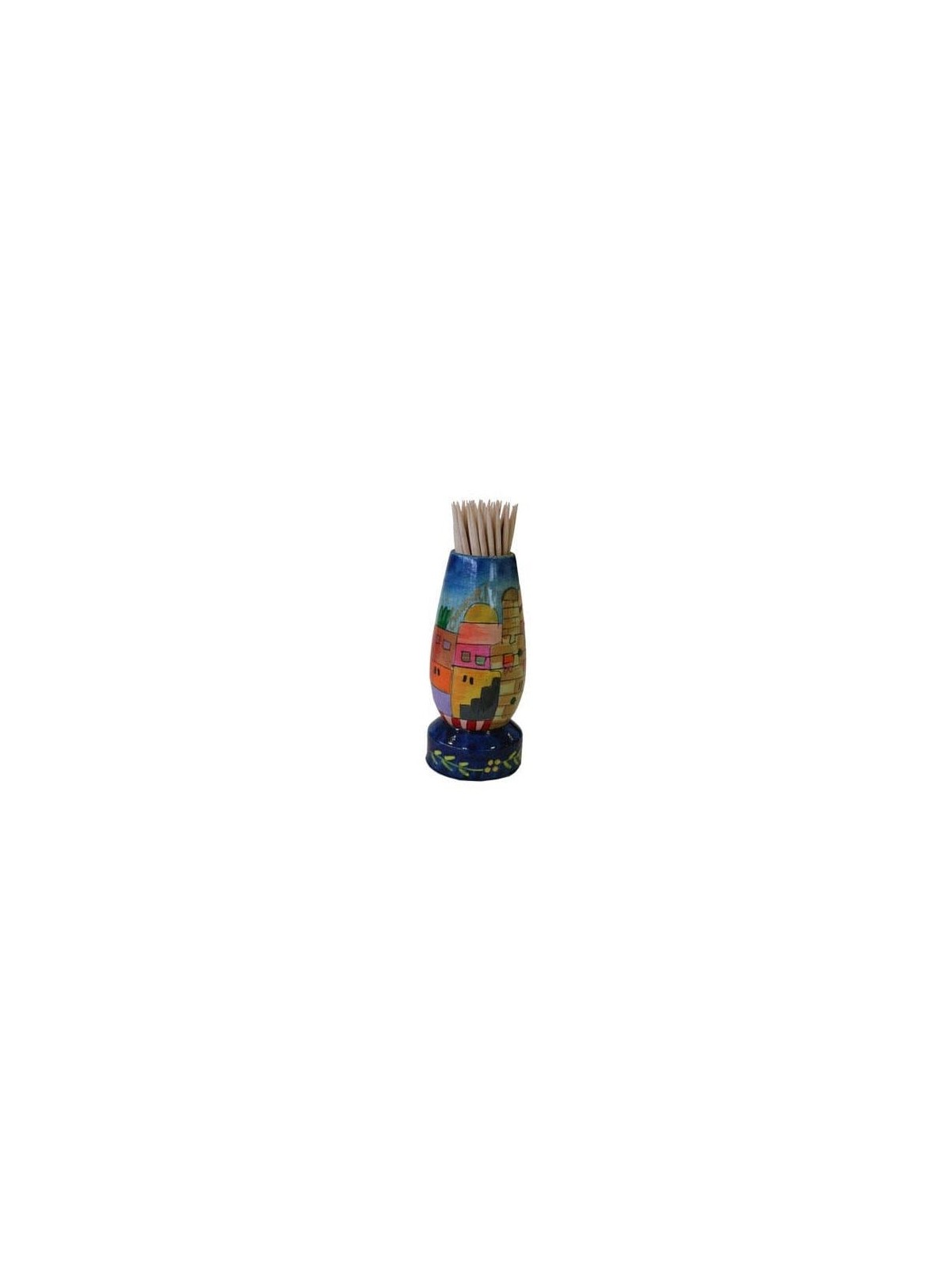 Yair Emanuel Painted Wooden Toothpick Stand - Jerusalem