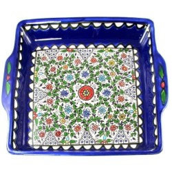 Serving Matzah Tray - Floral Color - Circles. Armenian Ceramic