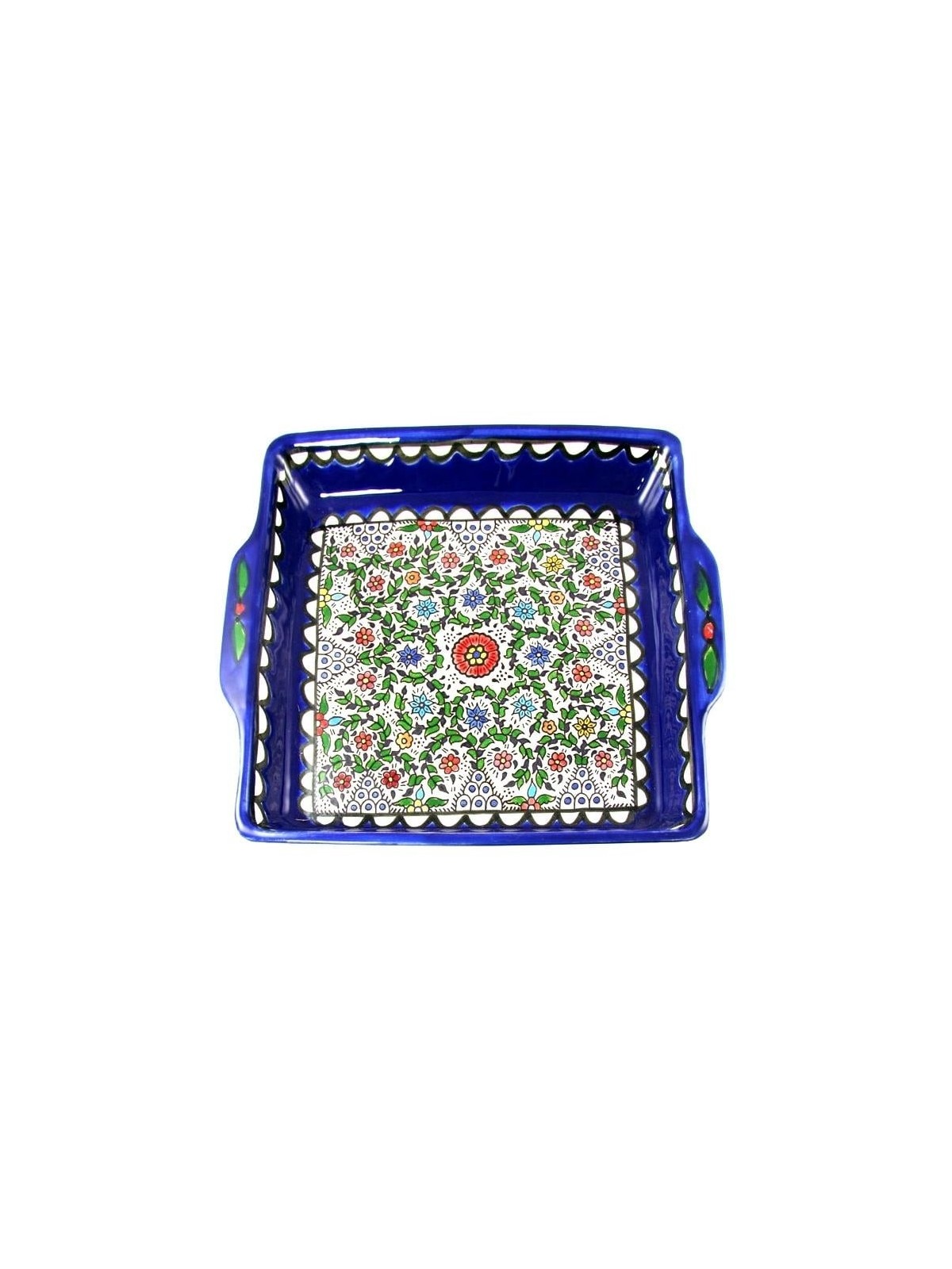 Serving Matzah Tray - Floral Color - Circles. Armenian Ceramic