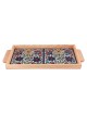 Armenian Ceramic & Wooden Tray. Colorful Floral Bouquet