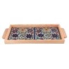 Armenian Ceramic & Wooden Tray. Colorful Floral Bouquet