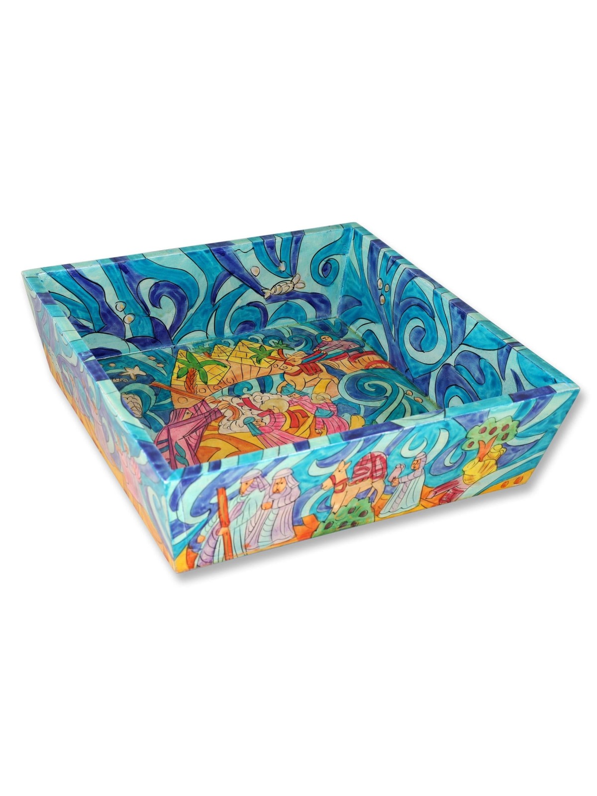 Yair Emanuel Wooden Matzah Tray - The Exodus from Egypt