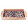 Armenian Ceramic & Wooden Tray. Colorful Pretty Flowers (Rings - B)