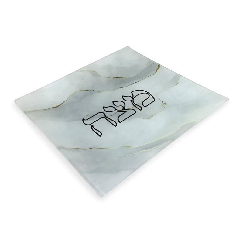 Classy Designer Matzah Plate With Marble Motif