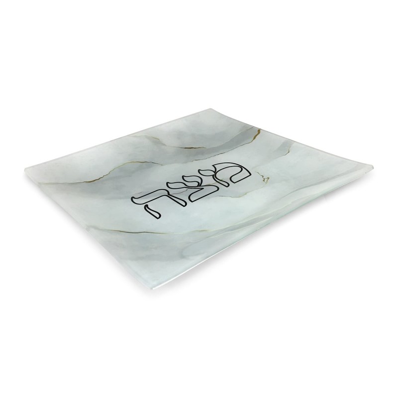 Classy Designer Matzah Plate With Marble Motif