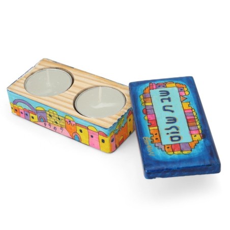 Yair Emanuel Wooden Travel Shabbat Candlesticks - Design Option