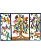Tree of Life: Yair Emanuel Hand Painted Triptych House Blessing Wall A