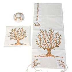 Tree of Life: Yair Emanuel Embroidered Polysilk Tallit - Brown
