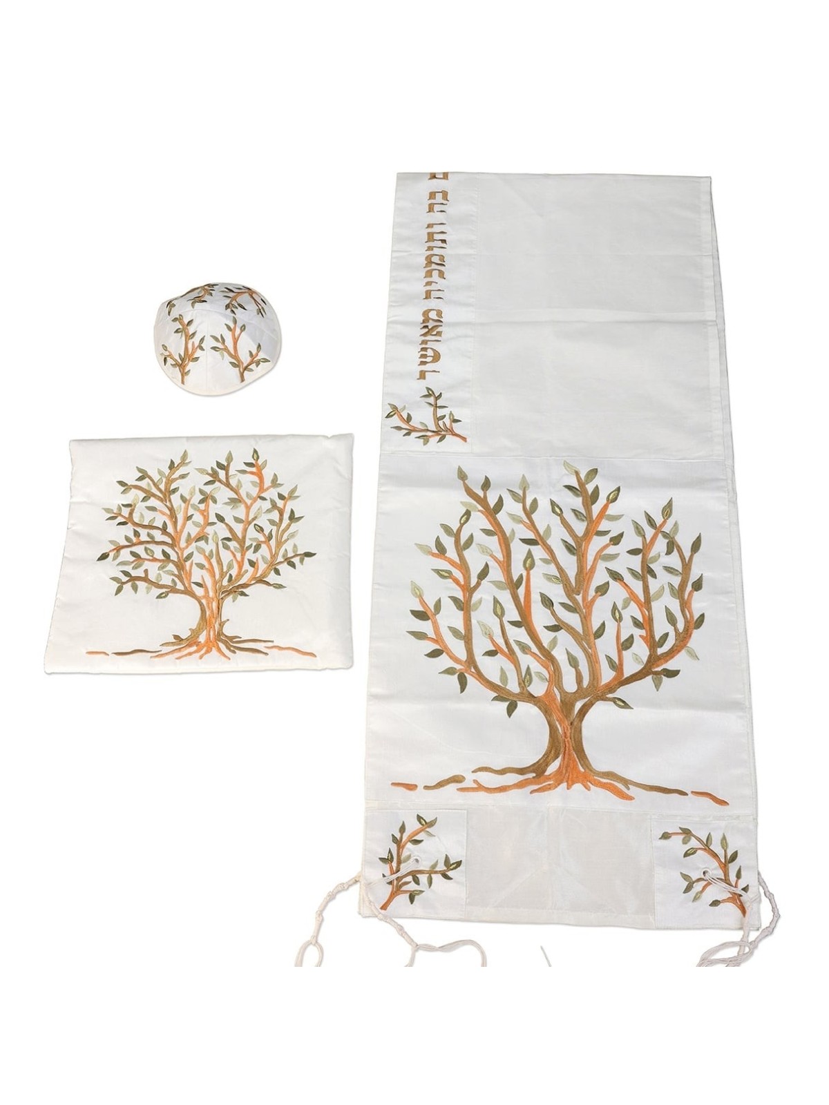 Tree of Life: Yair Emanuel Embroidered Polysilk Tallit - Brown