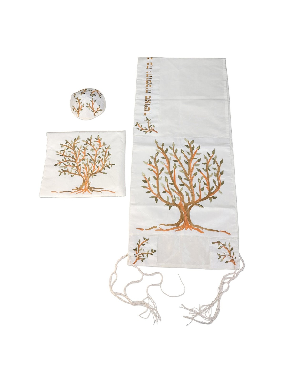 Tree of Life: Yair Emanuel Embroidered Polysilk Tallit - Brown
