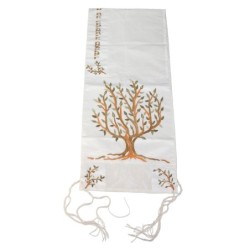 Tree of Life: Yair Emanuel Embroidered Polysilk Tallit - Brown