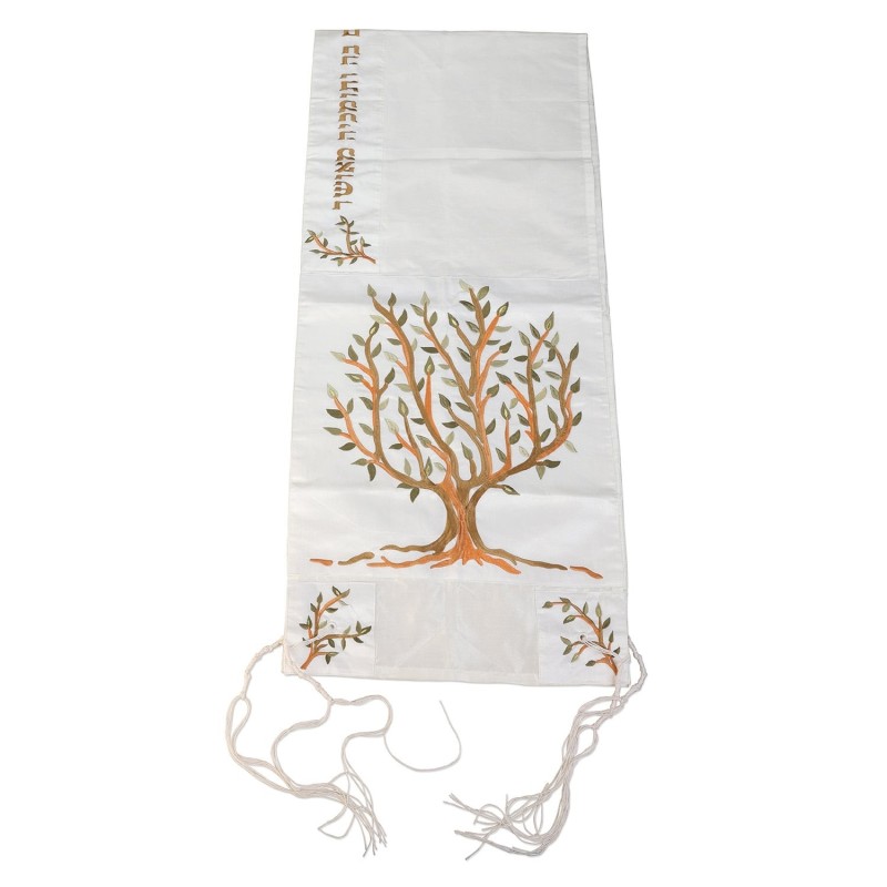Tree of Life: Yair Emanuel Embroidered Polysilk Tallit - Brown