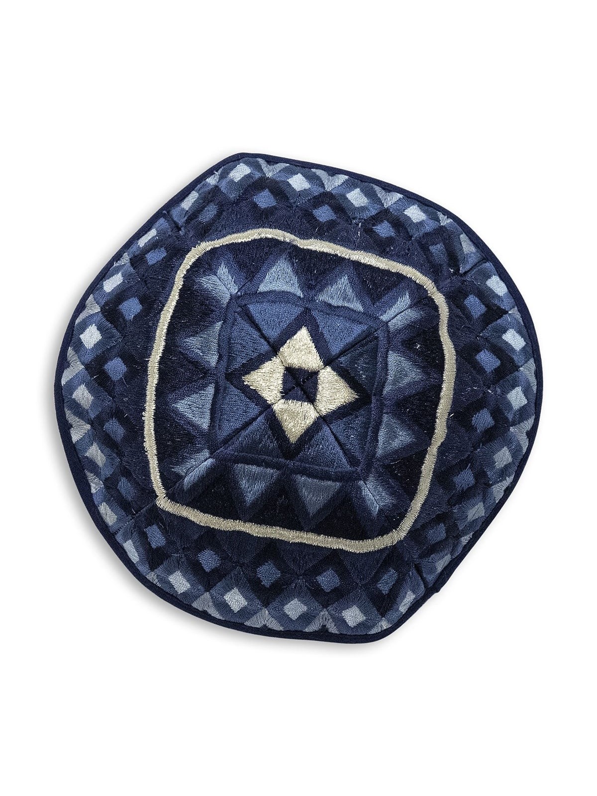 Yair Emanuel Embroidered Tallit Set With Square Patterns - Blue