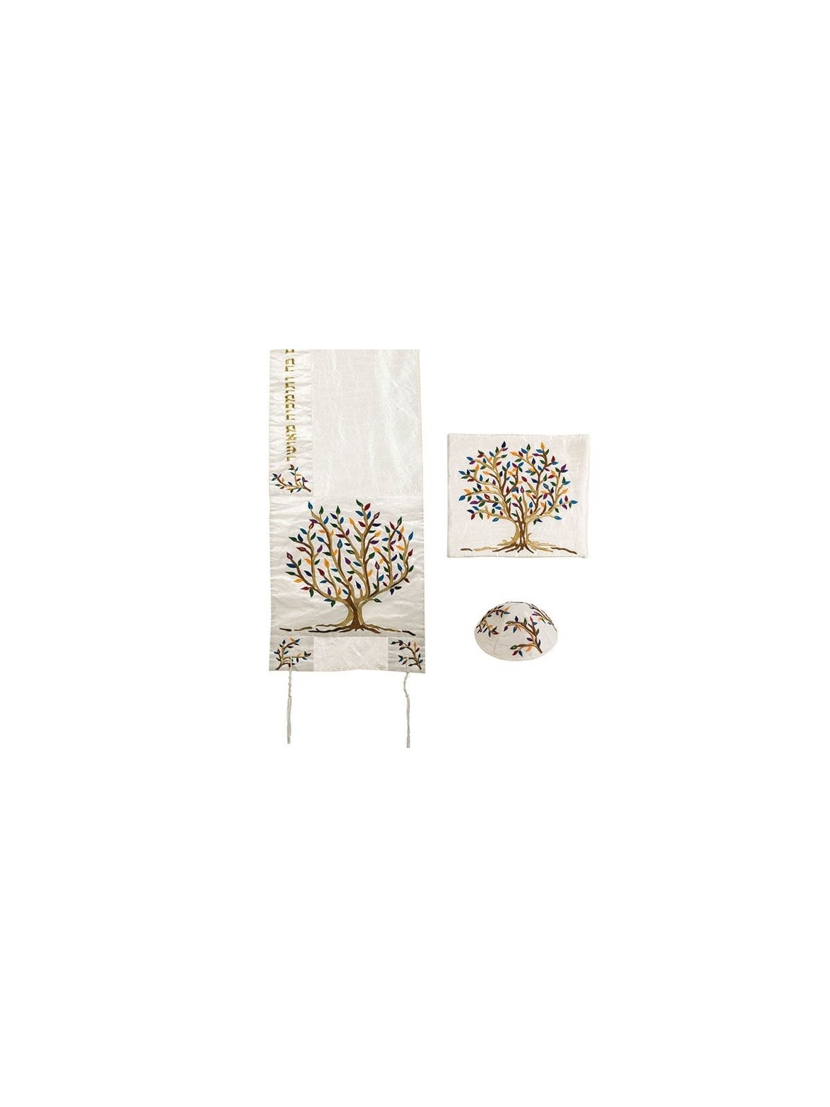Yair Emanuel Tree of Life Embroidered Polysilk Tallit (Prayer Shawl)