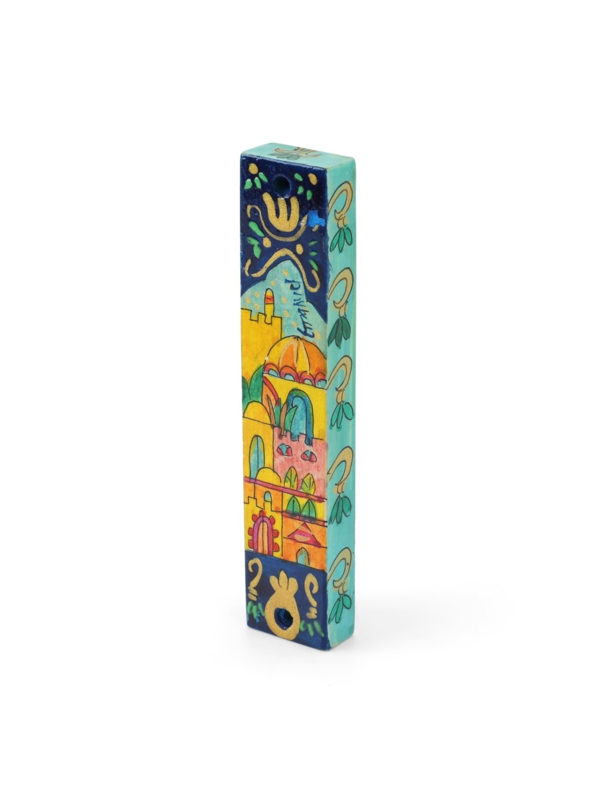 Hand-Painted Wooden Mezuzah by Yair Emanuel - Old City of Jerusalem