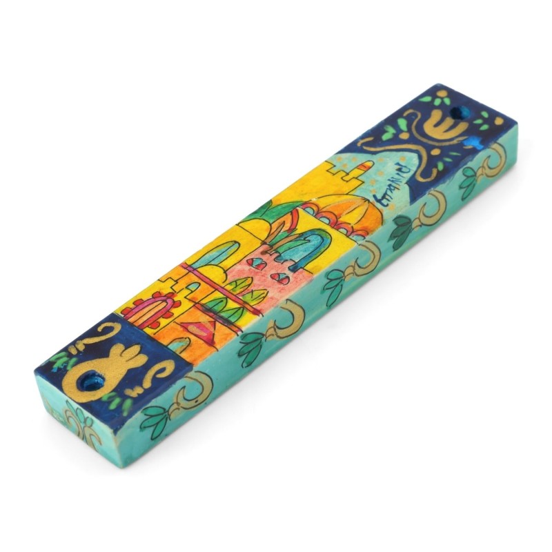 Hand-Painted Wooden Mezuzah by Yair Emanuel - Old City of Jerusalem