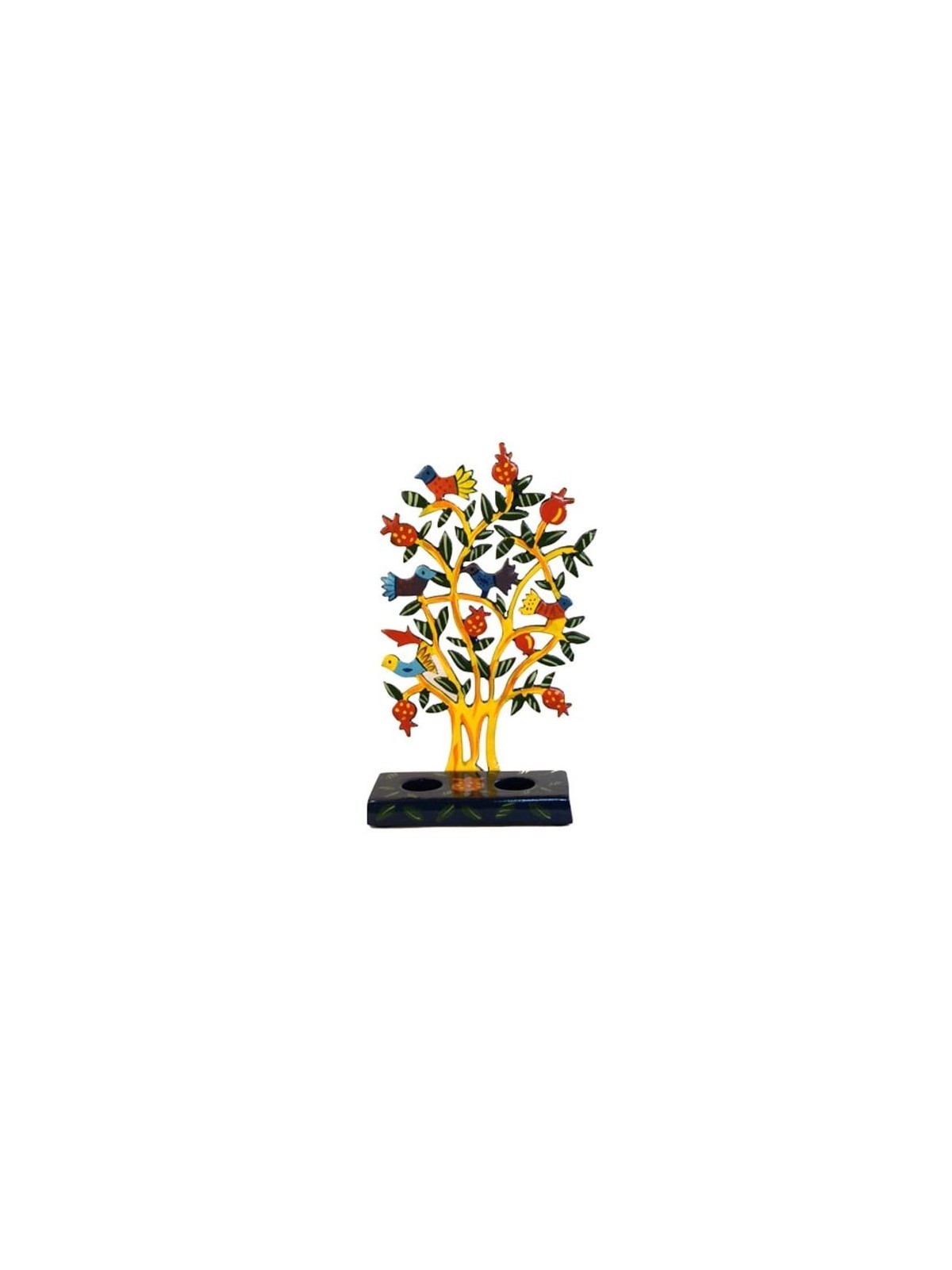 Yair Emanuel Painted Tree of Life Shabbat Candle Holder