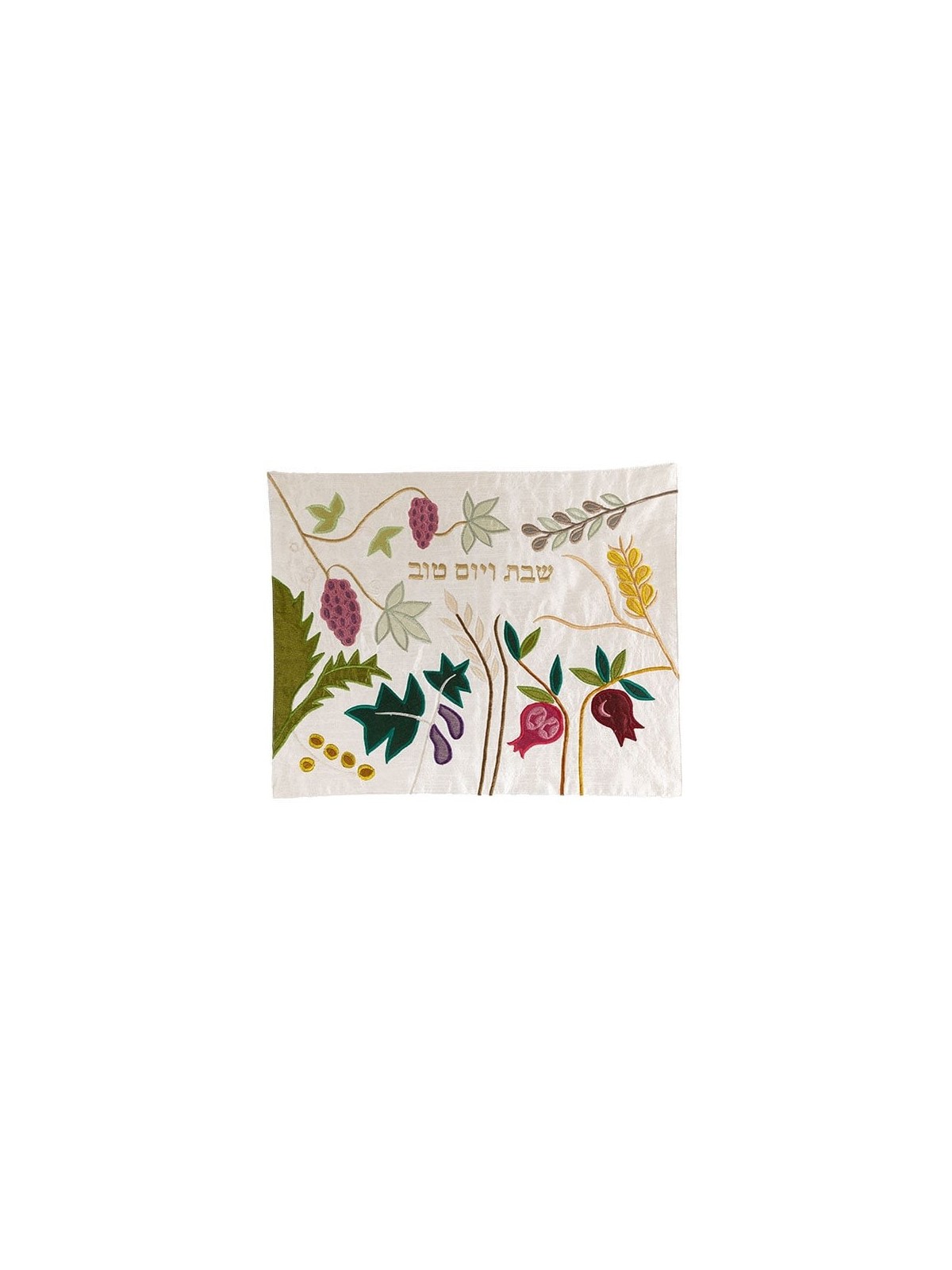 Yair Emanuel Raw Silk Challah Cover - 7 Species Gold