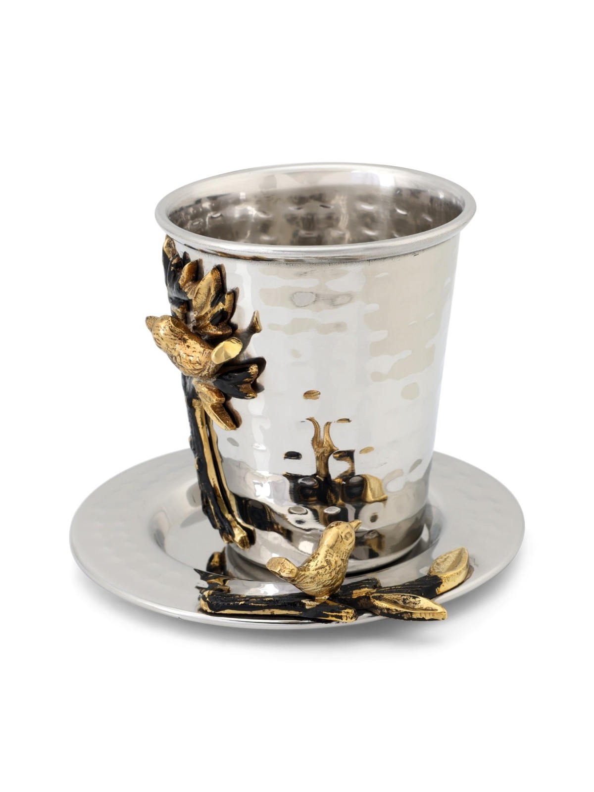 Elegant Tree of Life Kiddush Cup and Plate Set by Yair Emanuel