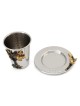 Elegant Tree of Life Kiddush Cup and Plate Set by Yair Emanuel