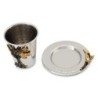 Elegant Tree of Life Kiddush Cup and Plate Set by Yair Emanuel